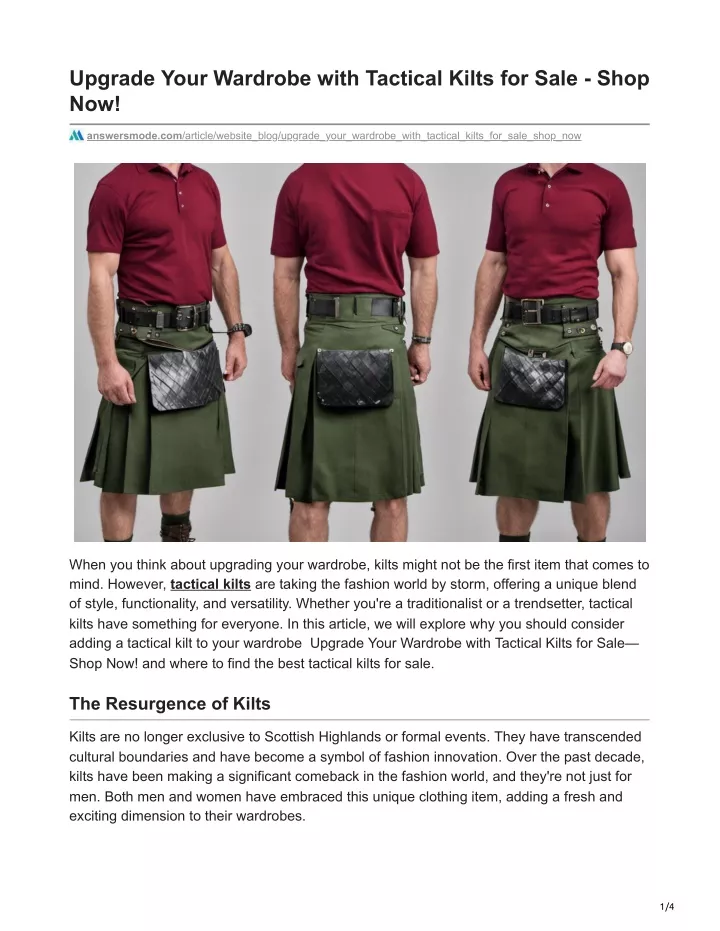 upgrade your wardrobe with tactical kilts