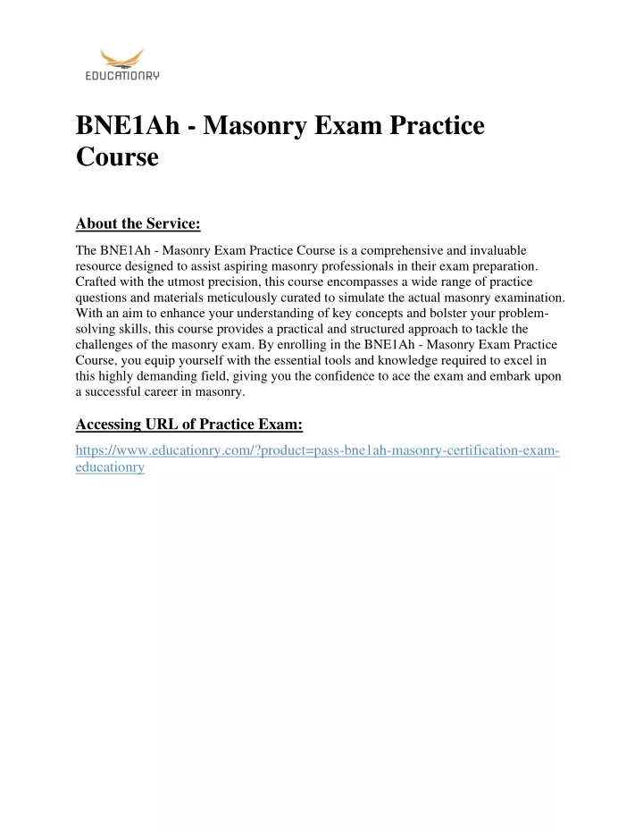bne1ah masonry exam practice course