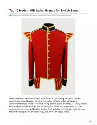 Top 10 Modern Kilt Jacket Brands for Stylish Scots