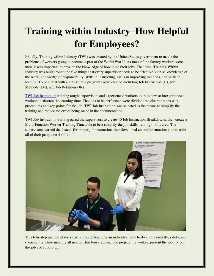 training within industry how helpful for employees