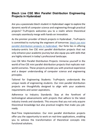 btech live cse mini parallel distribution