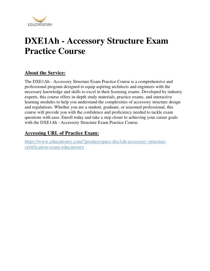 dxe1ah accessory structure exam practice course