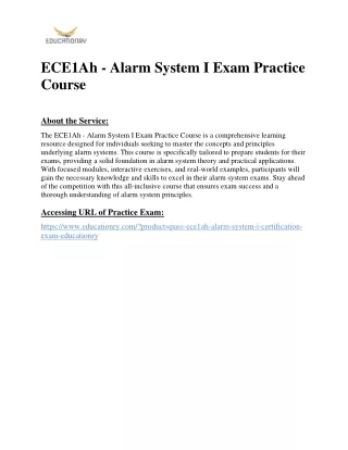 ece1ah alarm system i exam practice course