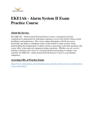 eke1ah alarm system ii exam practice course