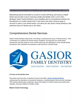 Gasior Family Dentistry Elevating Your Oral Health Experience in Ann Arbor, Michigan - Gasiorfamilydentalannarbor.com