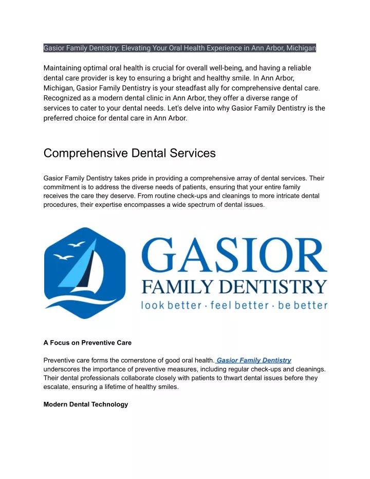 gasior family dentistry elevating your oral