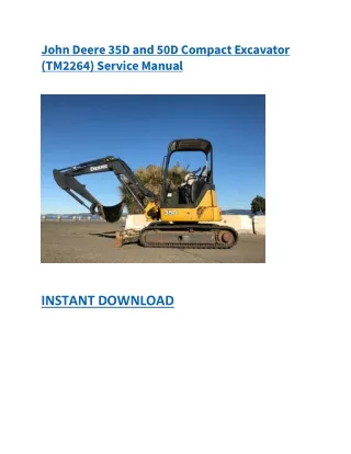 John Deere 35D and 50D Compact Excavator (TM2264) Service Manual