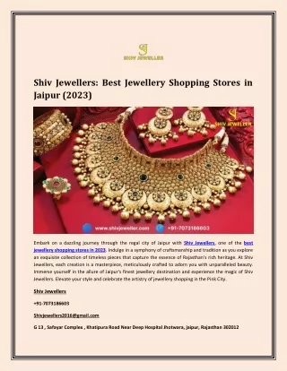 Shiv Jewellers Best Jewellery Shopping Stores in Jaipur (2023)