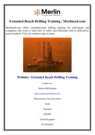Extended Reach Drilling Training  Merlinerd.com