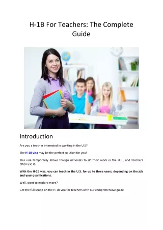 H-1B For Teachers The Complete Guide
