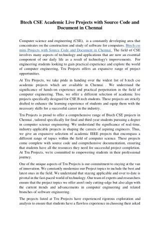 btech cse academic live projects with source code