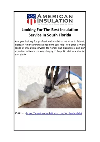 Looking For The Best Insulation Service In South Florida