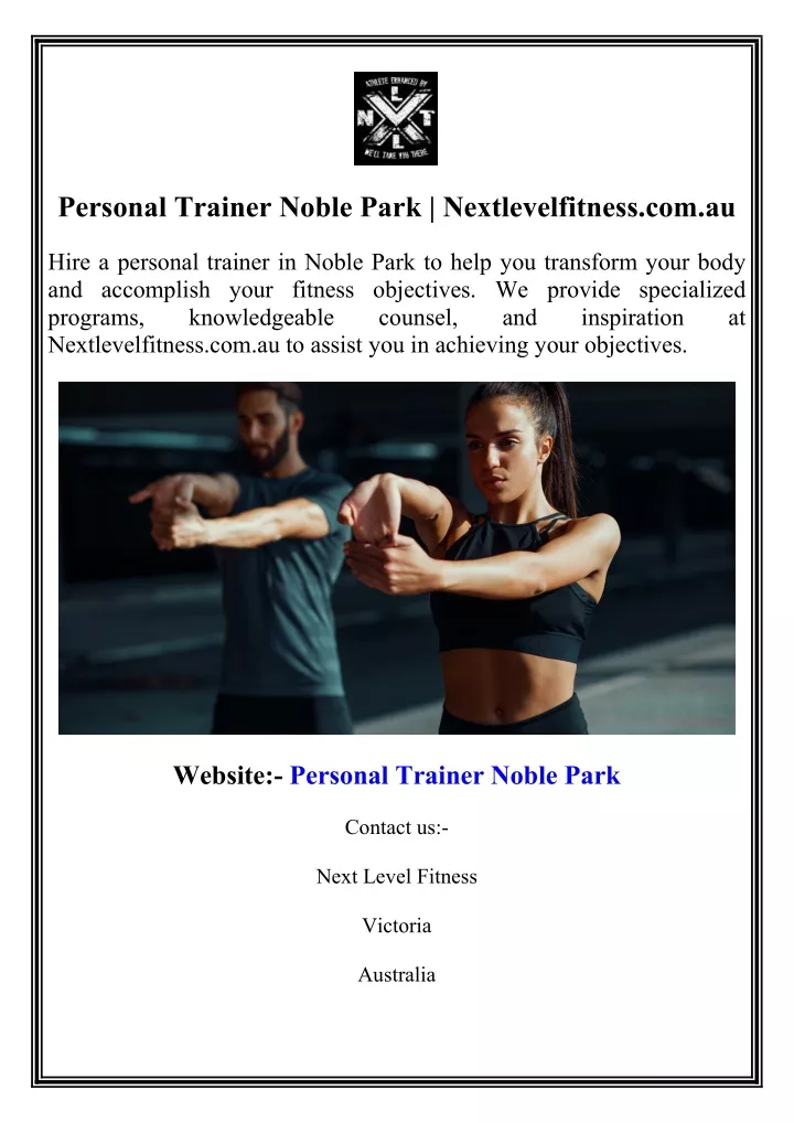personal trainer noble park nextlevelfitness