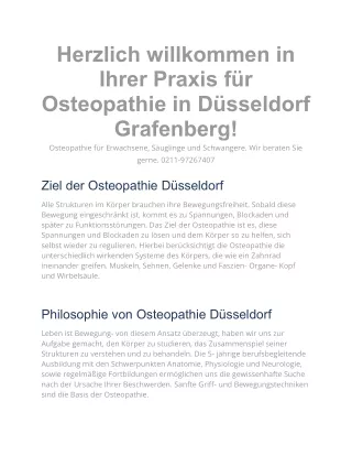 Herzlich willkommen in Ihrer Praxis für Osteopathie in Düsseldorf Grafenberg