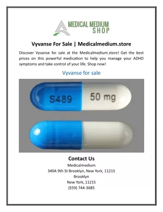 Vyvanse For Sale | Medicalmedium.store