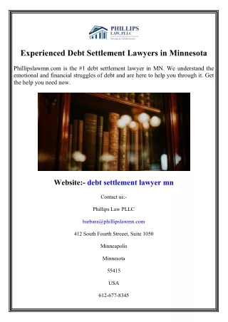 Experienced Debt Settlement Lawyers in Minnesota