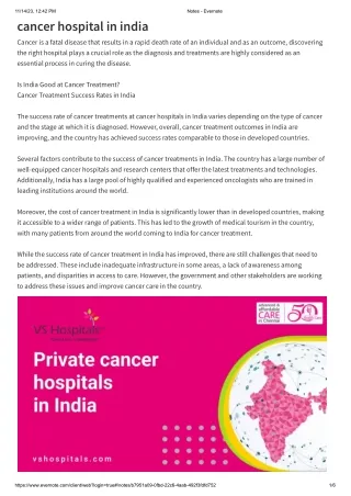 cancer hospital in india