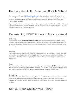 how to know if okc stone and rock is natural