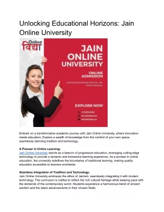 unlocking educational horizons jain online