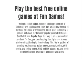 play the best free online games at fun games