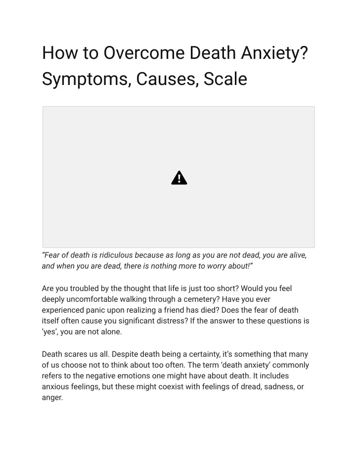 how to overcome death anxiety symptoms causes