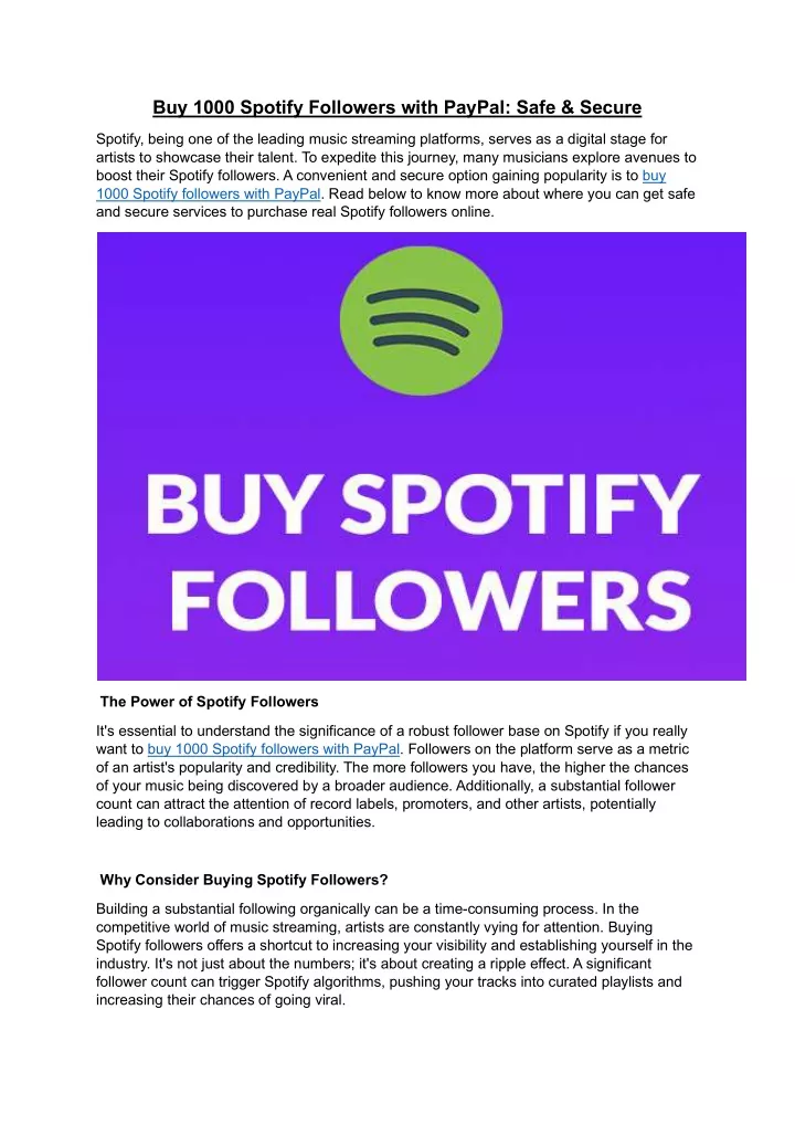 buy 1000 spotify followers with paypal safe secure