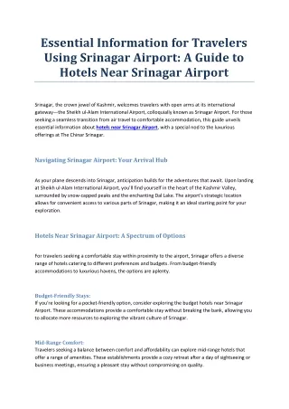 essential information for travelers using