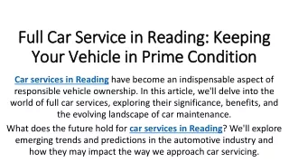full car service in reading keeping your vehicle in prime condition
