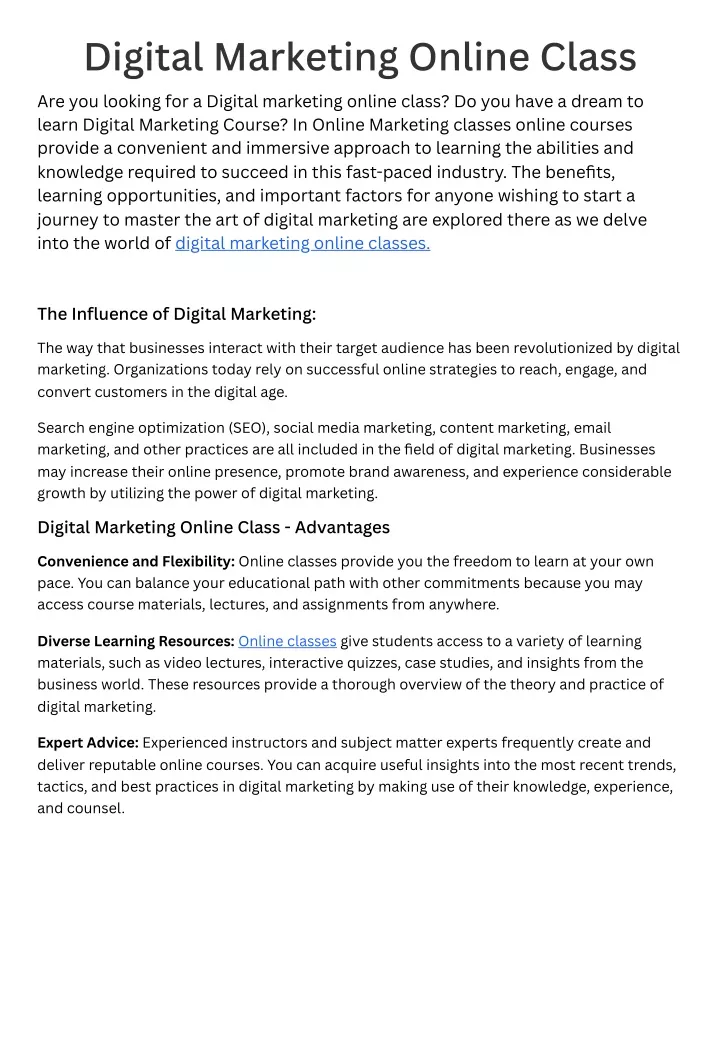 digital marketing online class are you looking