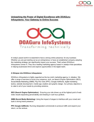 Unleashing the Power of Digital Excellence with DOAGuru Infosystems_ Your Gateway to Online Success