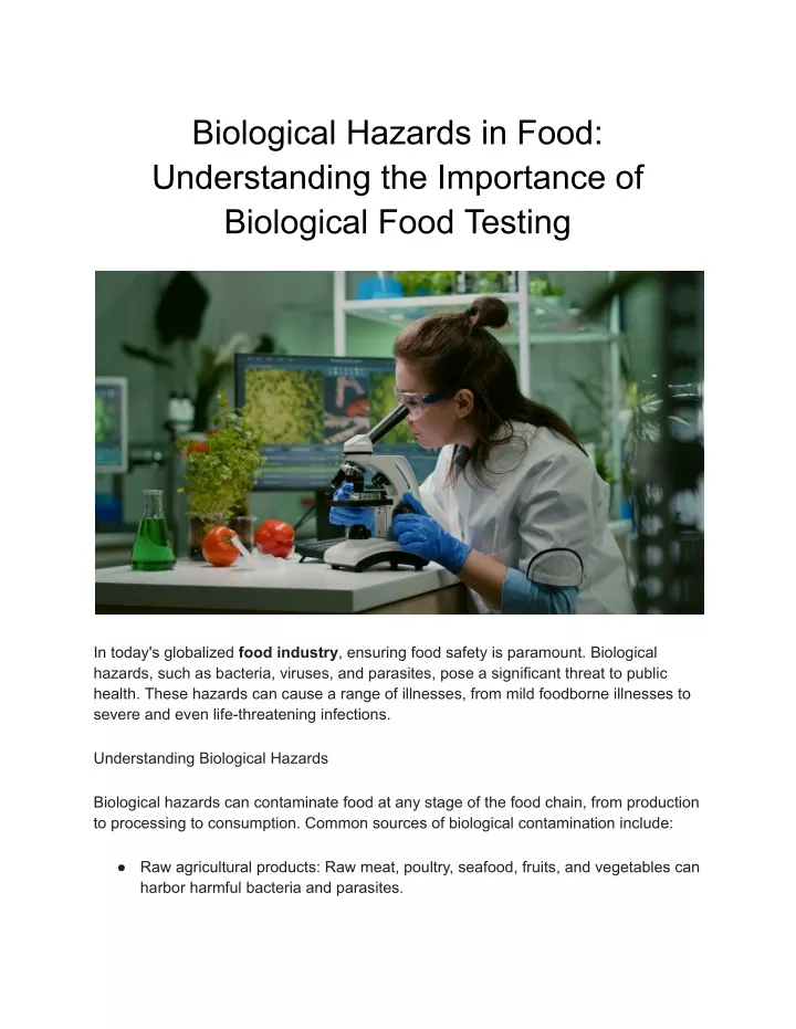 biological hazards in food understanding