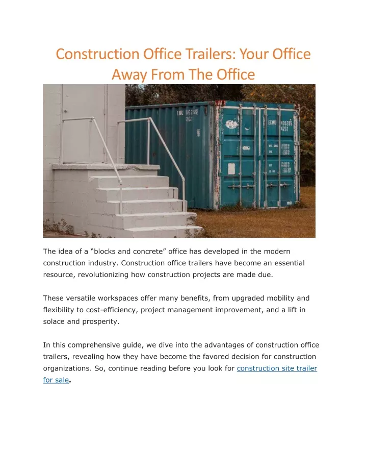 construction office trailers your office away