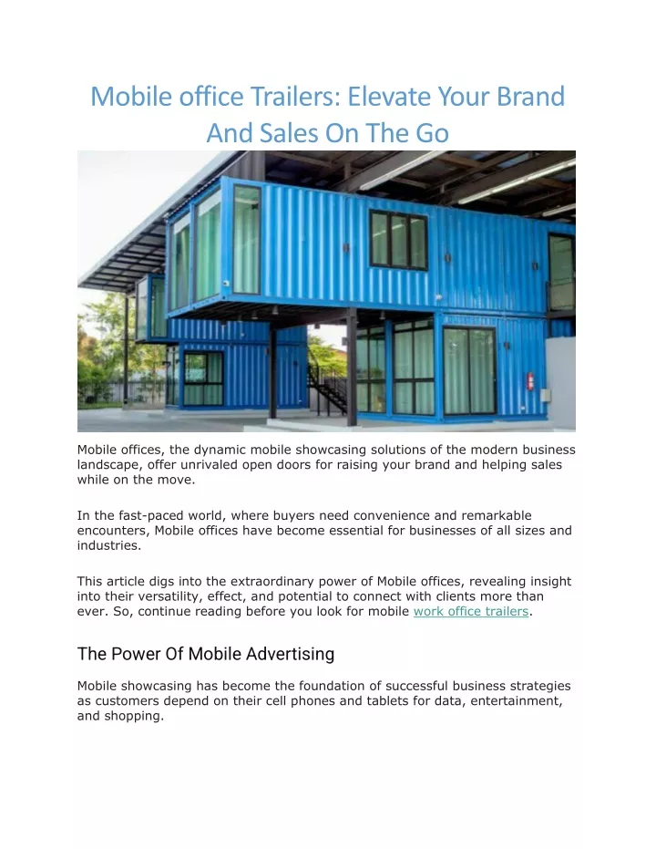 mobile office trailers elevate your brand