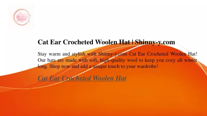 cat ear crocheted woolen hat shinny y com stay
