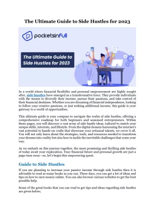 the ultimate guide to side hustles for 2023