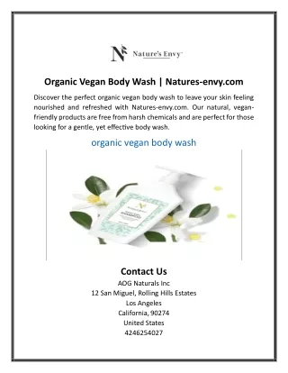 Organic Vegan Body Wash | Natures-envy.com