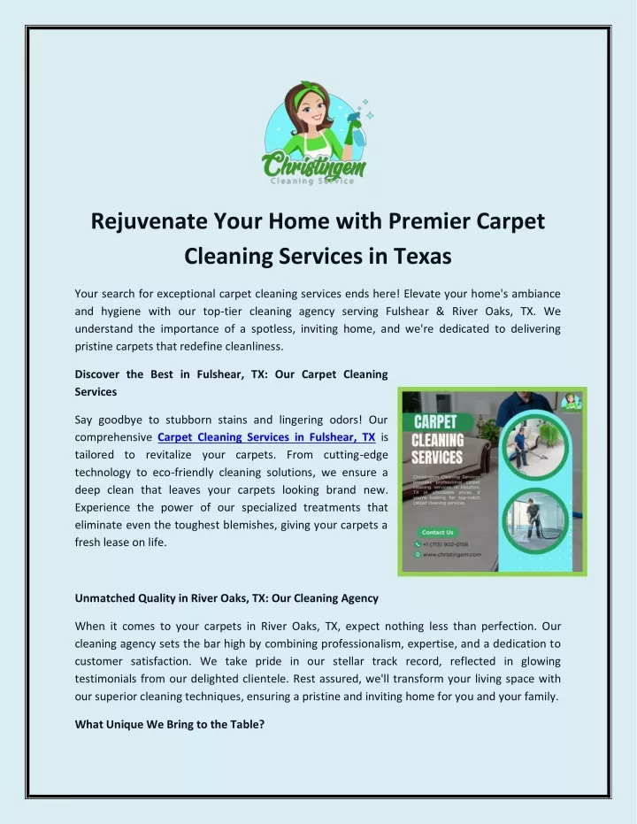 rejuvenate your home with premier carpet cleaning