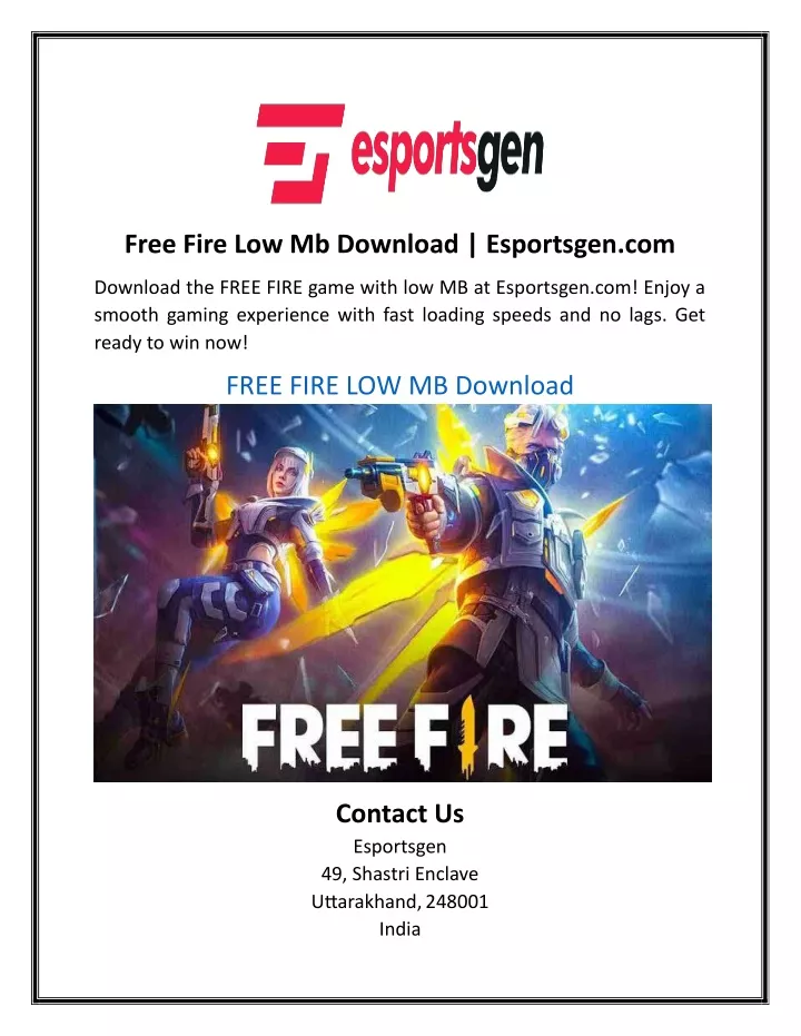 free fire low mb download esportsgen com