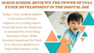 Masai School reviews the power of full stack development in the digital age