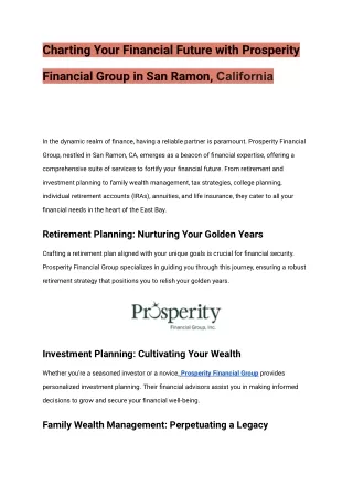 Charting Your Financial Future with Prosperity Financial Group in San Ramon, California-prosperityfinancialgroup.com