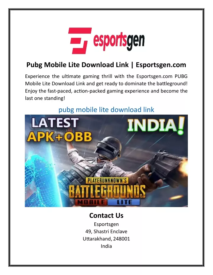 pubg mobile lite download link esportsgen com