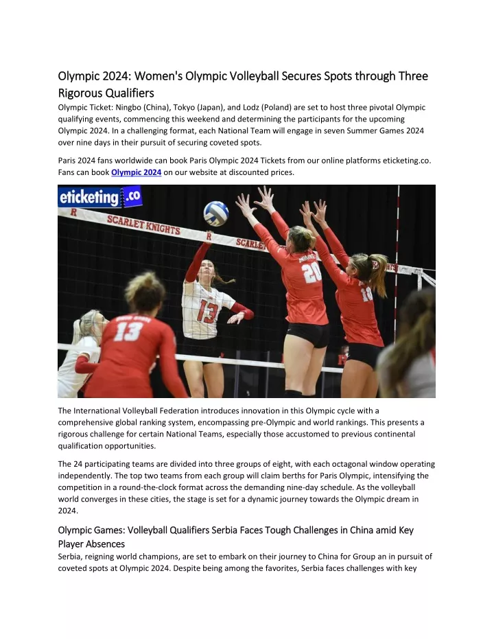 PPT Olympic 2024 Women's Olympic Volleyball Secures Spots through