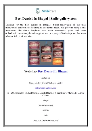 Best Dentist In Bhopal  Smile-gallery.com