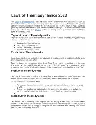 The Laws Of Thermo Dynamics 2023