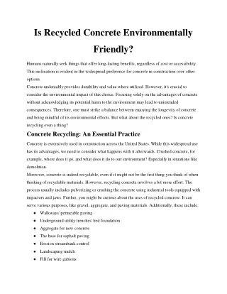 is recycled concrete environmentally