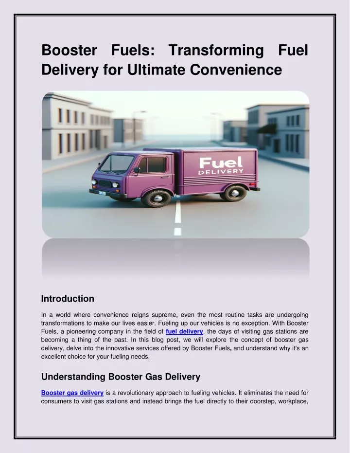 booster fuels transforming fuel delivery