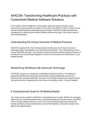 AIHCON_ Transforming Healthcare Practices with Customized Medical Software Solutions