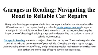 garages in reading navigating the road to reliable car repairs