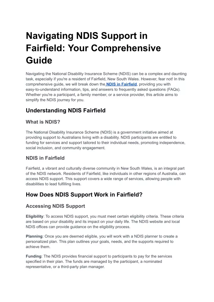 navigating ndis support in fairfield your