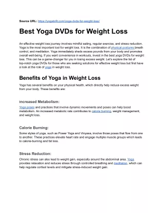 Best Yoga DVDs for Weight Loss